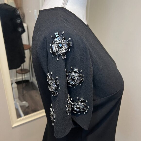 Michael Kors Black Embellished Sleeve Peplum Back Top, Size XS - Picture 9 of 15